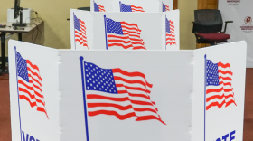 Voting booths stand ready to be used for the third day of early voting on Monday, July 29, 2024, at Central Michigan University's Powers Hall, in Mount Pleasant, Mich.