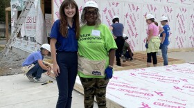 Left to right-Lexington Habitat Marketing and Communications Manager Laura Daley-Homeowner to be Marsha Emerson
