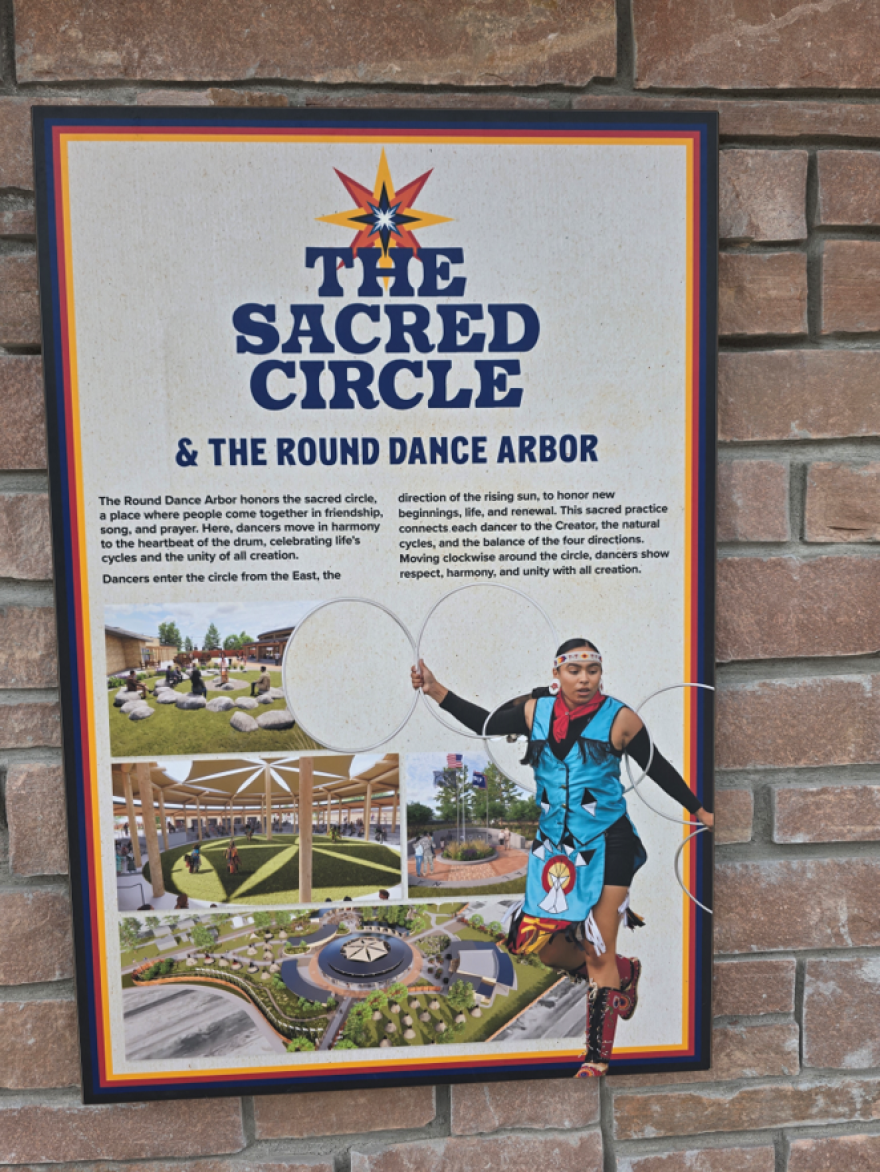 An interpretive sign about the Sacred Circle at the Morning Star American Indian Village.