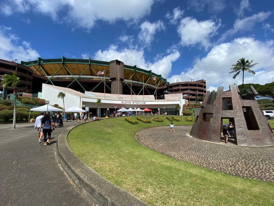 Thousands of people gathered at Aloha Stadium on Saturday to explore locker rooms and set foot on the field. The steel stadium is expected to demolished in late 2023.