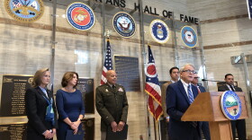  Gov. Mike DeWine joins other leaders to talk about the importance of mental health services for veterans.