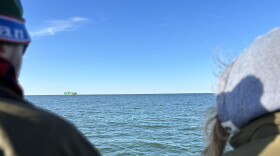 Whale watchers on the Virginia Aquarium whale tour wait for a humpback whale to surface on Friday, March 1. (Photo by Katherine Hafner)