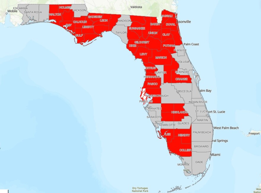 Active burn bans across Florida as of 4/22/2026.