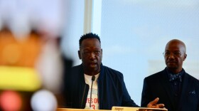 Jamel Ridgenal speaks in Norfolk on Aug. 6, 2026 about his support for a Virginia constitutional amendment to allow automatic restoration of voting rights to people with felony convictions who have completed their sentences.