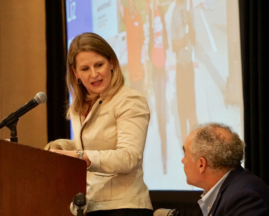 At the convention two years ago: Liz Shuler, then the number two leader of the national AFL-CIO, and Sal Luciano, the Connecticut president. Shuler returns this year, at least on Zoom, as the national president.