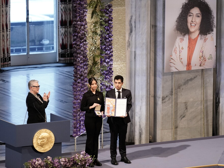 Children of Narges Mohammadi accepting the Nobel Peace Prize in Oslo