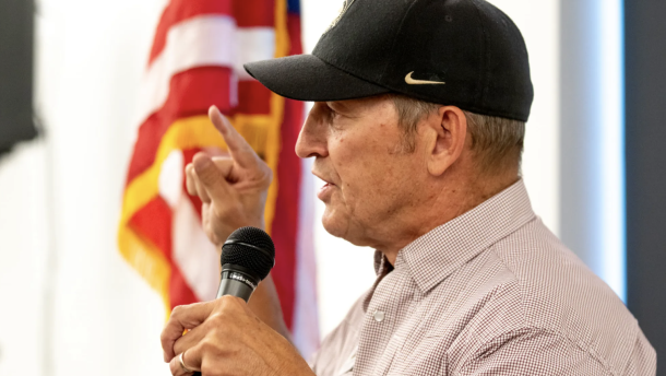 Democrat Dwayne Romero, running to represent Colorado's 3rd Congressional District, leads a town hall discussion at the Clifton Community Campus in Clifton, Colo., on Aug. 20, 2026.