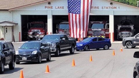 Line to buy ice at Pine Lake Fire and Rescue