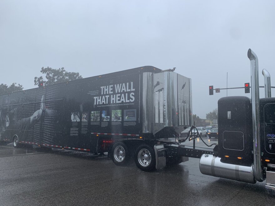 CHP and San Luis Obispo Police Department escort "The Wall That Heals" into SLO.