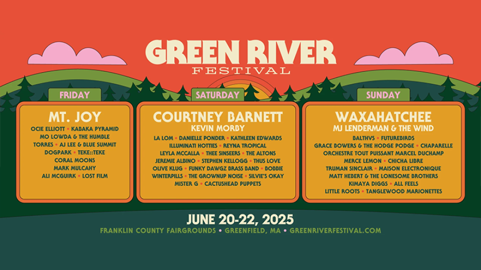The 2025 Green River Festival will commence June 20 in Greenfield, MA.