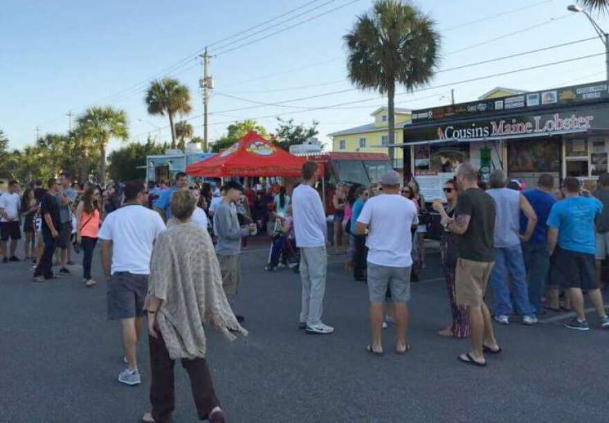 Food trucks in Julia Street parking lot in Downtown Titusville. Photo by Greater Titusville Renaissance.