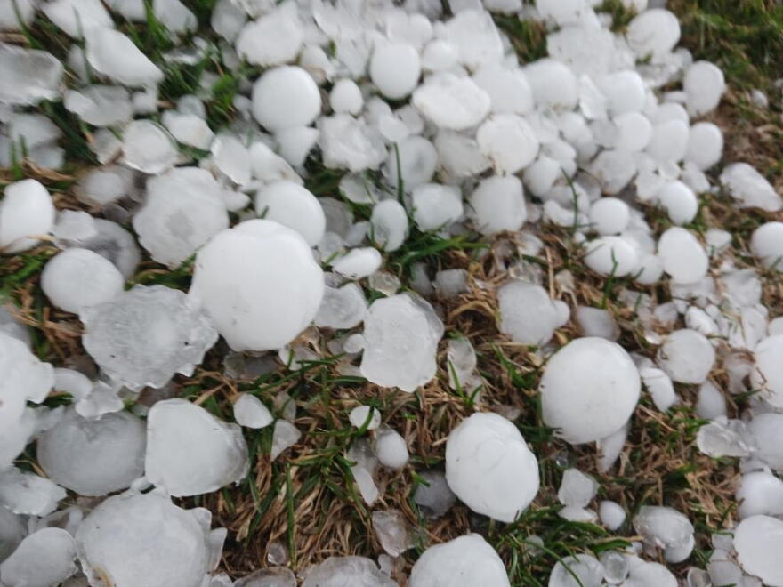 Hail and storm damage spotted Friday in Roanoke.