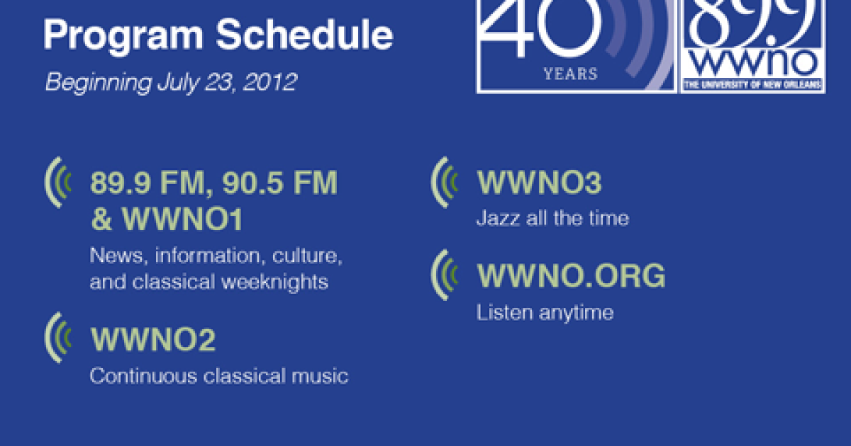 89 9 Wwno S New Schedule Wwno