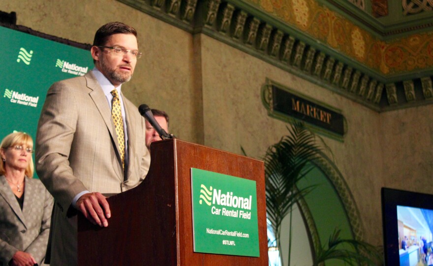 Dave Peacock speaks at a Wednesday afternoon presser announcing the naming deal.