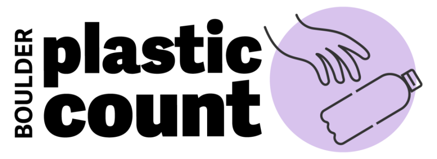 A bold, black font says, "BOULDER plastic count." To the right of that script, an illustration depicts a hand with a bottle falling out of it.