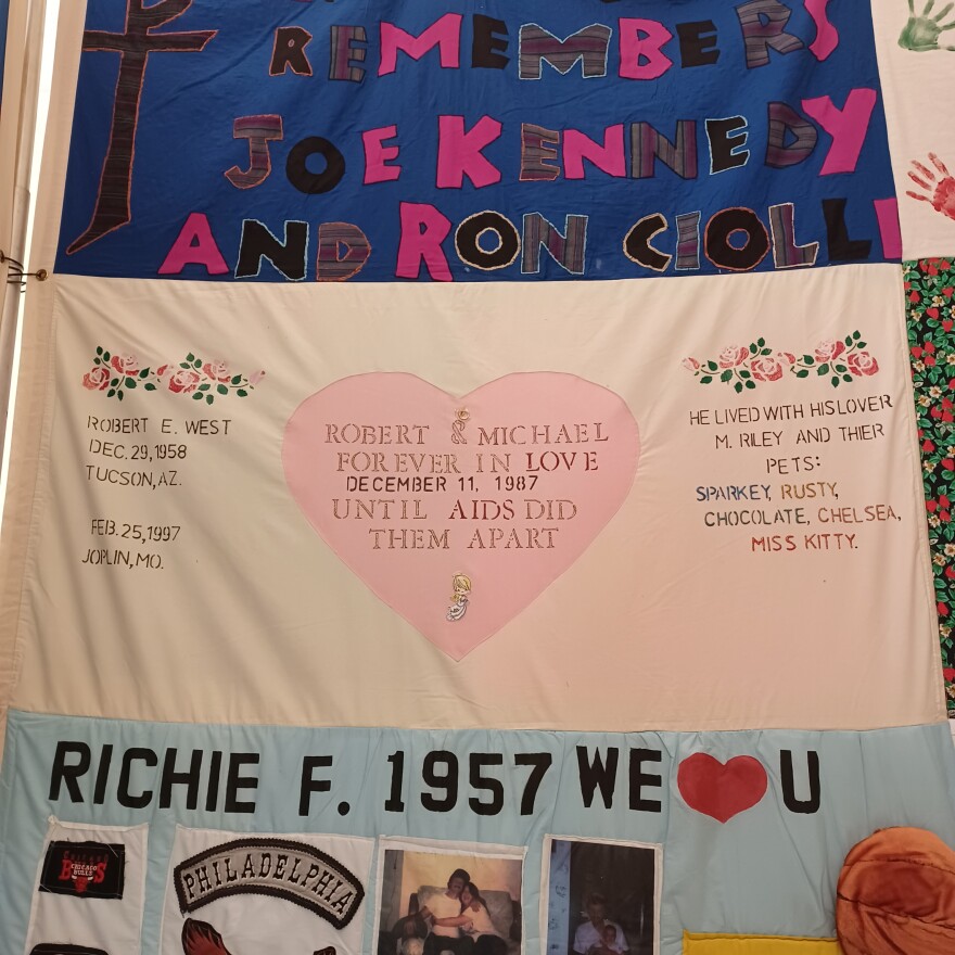 Part of the AIDS Memorial Quilt on exhibit in Springfield