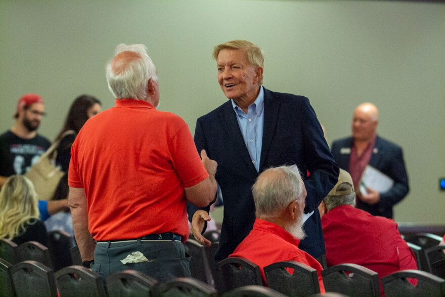 Republican Attorney General candidate Bob Fioretti speaks at a Republican Party breakfast in Springfield in August 2025.