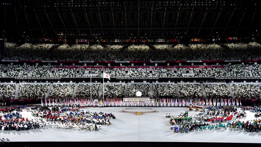 The stands were largely empty at the Opening Ceremony of the Tokyo 2020 Paralympic Games at the Olympic Stadium on Tuesday.