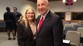 Candidate Lee Feldman had his wife, Stacey, supporting him during his interview. (Brianna Edwards/WUFT News)