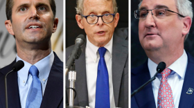 From left: Kentucky Governor Andy Beshear; Ohio Governor Mike DeWine; Indiana Governor Eric Holcomb.