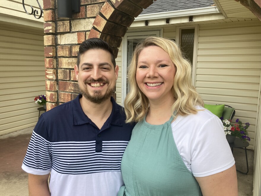 Nathan Maulorico, 42, and Megan Maulorico, 39, photographed at home on June 8, 2023.