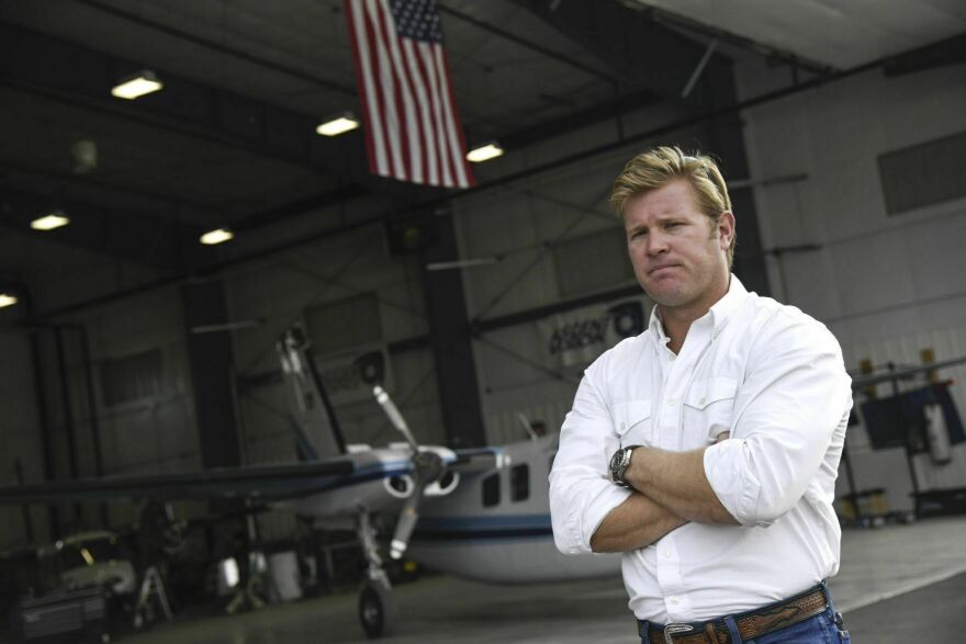 Tim Sheehy, founder of Bridger Aerospace and Ascent Vision, pauses during a tour of the company's facility in 2022. Sheehy, a former Navy seal and political newcomer, has already received the endorsement of several Republican party leaders in Montana.