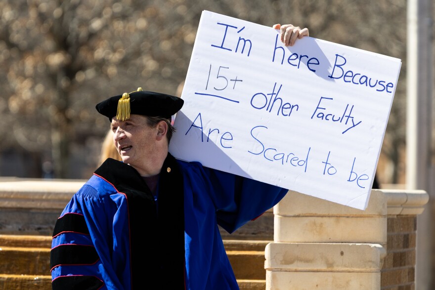 Texas Tech faculty member protests against course review process implemented by the university this spring.