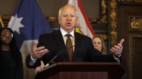 Governor Tim Walz, speaks during a bill signing ceremony at the Minnesota State Capitol in St. Paul, Minn., on Monday, May 20, 2024. The new law requires the disclosure of mandatory fees in product advertising, eliminating hidden junk fees.