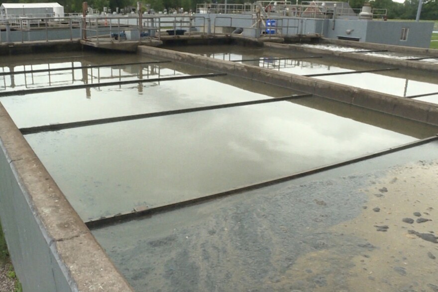 The grimy substance at the bottom is oil mixed with wastewater at Speedway's treatment plant.
