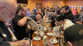 Contestants have five minutes to eat as many Middleswarth potato chips as they can during the Middleswarth Potato Chip Eating Contest, a 10-year tradition in Luzerne County held on the Saturday after Thanksgiving. The 2025 contest drew 28 contestants to Sabatini’s Bar and Bottle Shop in Exeter.