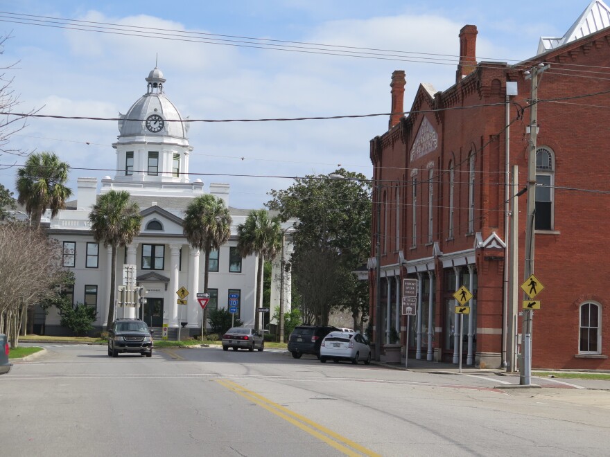 The Opera House and the Jefferson County Courthouse in Monticello, Fla., are at the center of its historic downtown.