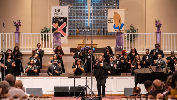 The Hampton University Concert Choir performs at Mt. Olivet Baptist Church during their concert on March 11, 2026. Natasha Kaiser / WXXI