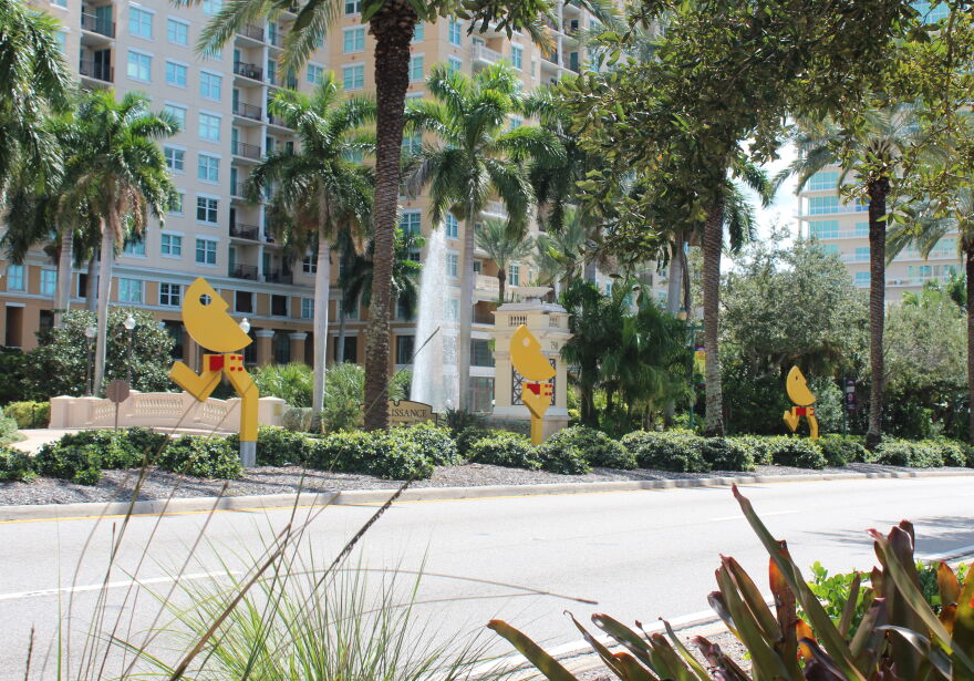 Jorge Blanco's 'Runners' jog down Tamiami Trail across the street from Art Center Sarasota.