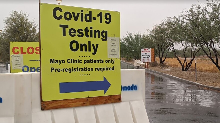 A sign for COVID-19 testing