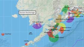 VHF coverage areas around Kodiak. Areas covered by Cape Gull and Raspberry Island are experiencing outages.