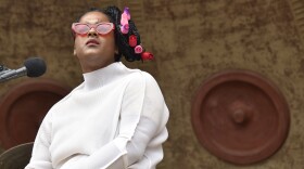 Taja Cheek, who records as L'Rain, performing on May 12, 2019 in Arcosanti, Ariz.