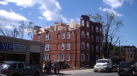A tornado damaged apartment building in Springfield MA