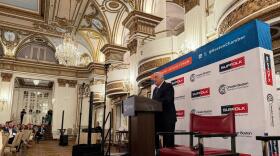 House Speaker Ron Mariano speaks at the Greater Boston Chamber of Commerce's 2026 Government Affairs Forum at the Fairmont Copley Plaza Boston on April 9, 2026. 