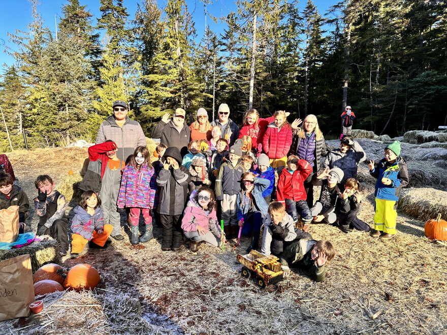 Kids at a pumpkin patch in Petersburg