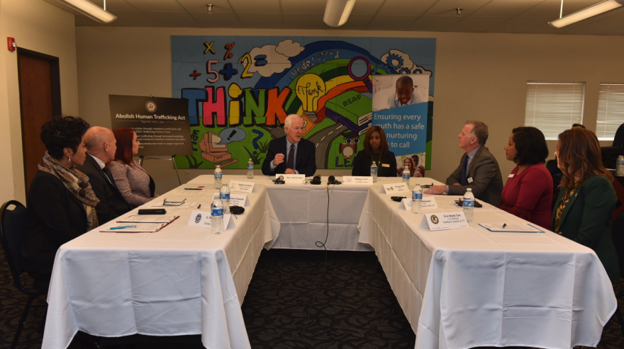 U.S. Sen. John Cornyn at a roundtable discussion in Dallas Tuesday about human trafficking.