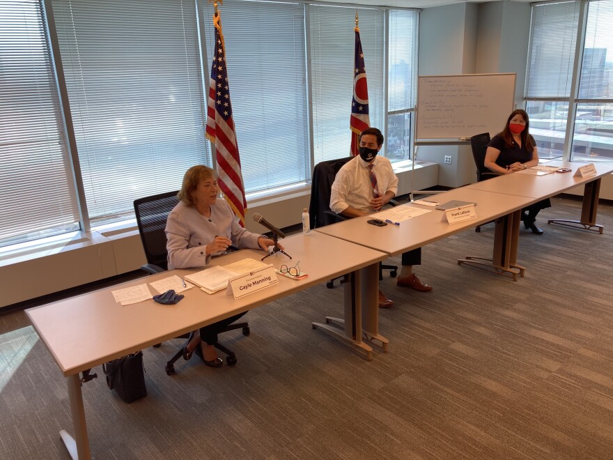 Rep. Gayle Manning (R-North Ridgeville), Secretary of State Frank LaRose (R-Ohio), Rep. Jessica Miranda (D-Forest Park)