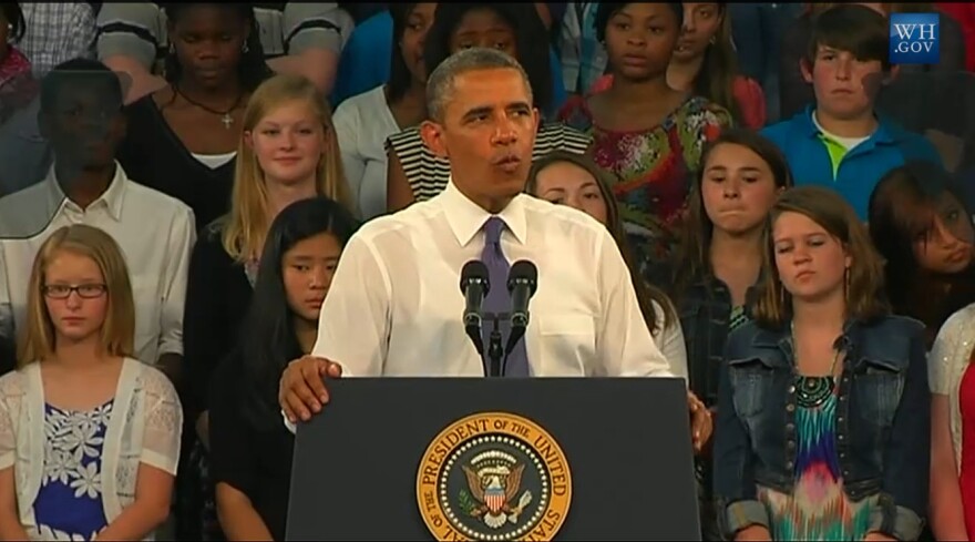 Obama speaking in Mooresville, NC.