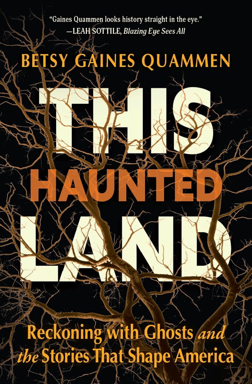 Book cover for "This Haunted Land," which shows leafless tree branches overlaying the cover text.