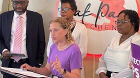 Debbie Wasserman Schultz speaks at a press conference calling for the Supreme Court to protect Temporary Protected Status.