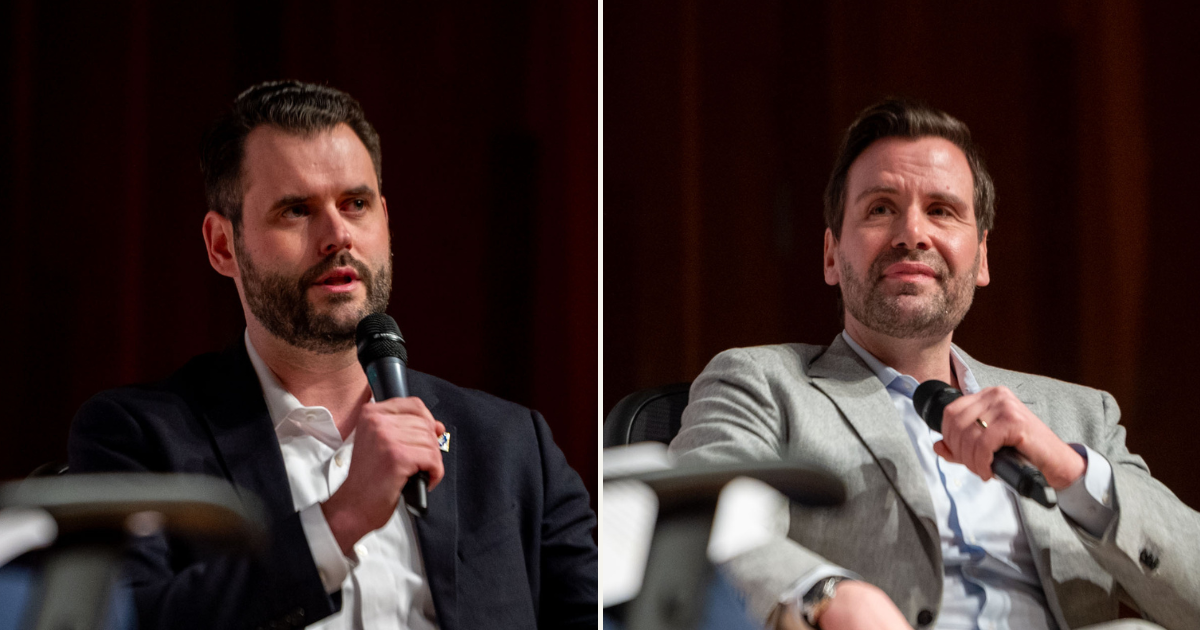 Democratic U.S. Senate candidates Zach Wahls and Josh Turek attend campaign finance forum