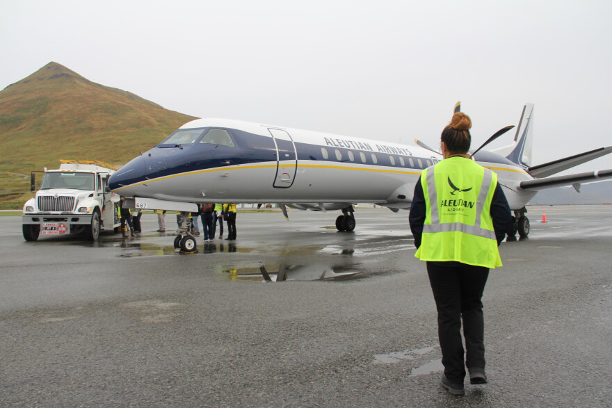  A Saab 2000 aircraft landed in Unalaska for the first time in three years.