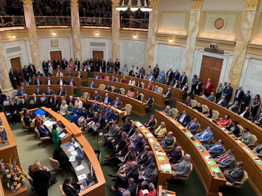 Arkansas Gov. Sarah Huckabee Sanders delivers her State of the State address at the Capitol on Wednesday, April 8, 2026