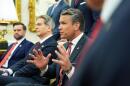 Secretary of Defense Pete Hegseth speaks as President Donald Trump meets with Lebanese President Joseph Aoun in the Oval Office at the White House, Tuesday, July 21, 2026, in Washington. (Mark Schiefelbein/AP)