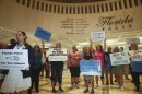 Supporters of Florida Voice For The Unborn demonstrate on the fourth floor of the Florida Capitol while lawmakers work on property insurance bills May 24, 2022. 