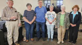 Some of the regulars at the French language practice group in Berlin. From left : Rick Alger, Sharon Stephenson, Jerry Riendeau, Dot Riendeau, Jackie Gagne, and Elaine Ruel. They say speaking French is a way to keep their French-Canadian heritage alive and well.